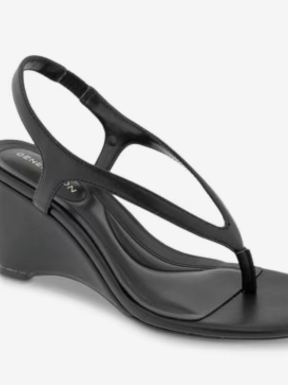 BCBGeneration Black Slingback Wedge Thong Sandals